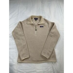 Women's Patagonia Better Sweater 1/4‎ Zip Fleece Pullover Biege size S Small